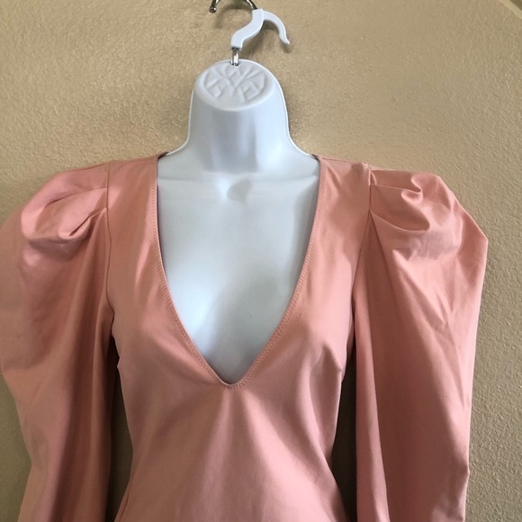 Free People Intimately Va Va Voop Deep V-Neck Puff Long Sleeves Bodysuit Sz XS - Picture 7 of 14